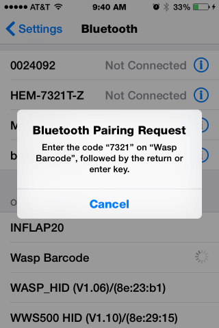 bluetooth pin iphone